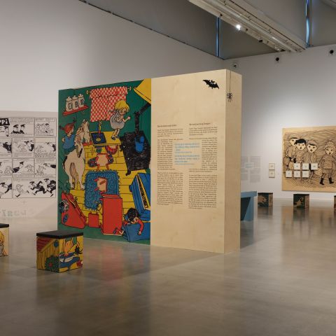 Stibo Complete - Exhibition Astrid Lindgren Gothenburg Art Museum! Direct print on wooden boards and cut text for walls.
